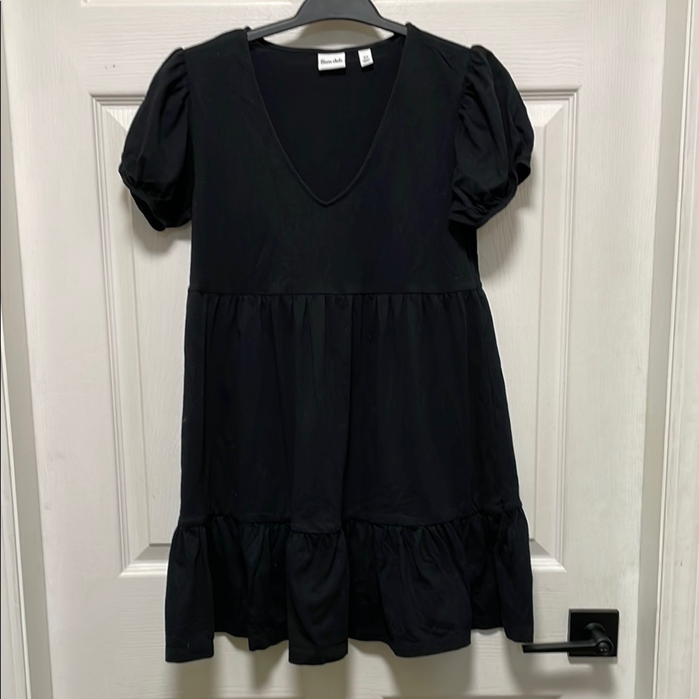 Sun-Deh | Aritzia | Black | Puff Sleeve | Tiered Mini | Babydoll Dress | Size XS